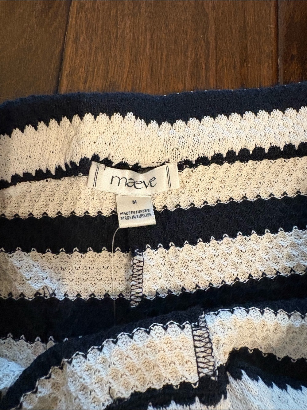 Maeve/ Anthropologie Navy & White Striped Tie-Side Pants - Picture 6 of 7